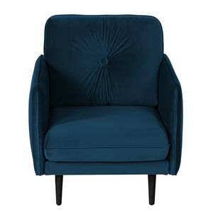 Fauteuil Pigna I Geweven stof - Velours Ravi: Marineblauw