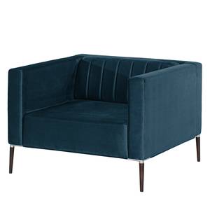 Fauteuil Luparo I Geweven stof - Velours Onoli: Marineblauw