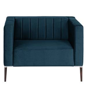 Fauteuil Luparo I Geweven stof - Velours Onoli: Marineblauw