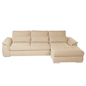 Ecksofa Renay I Webstoff Meara: Beige - Longchair davorstehend rechts