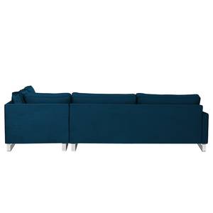 Canapé d’angle Radon Velours Ravi: Bleu marine - Méridienne longue à droite (vue de face)