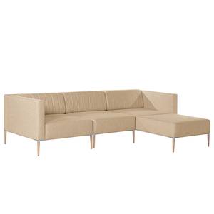 Ecksofa Luparo I Webstoff - Beige - Longchair davorstehend rechts