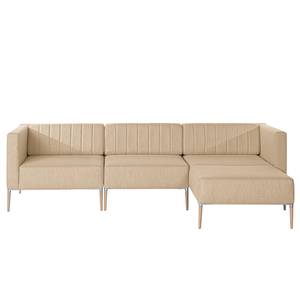 Ecksofa Luparo I Webstoff - Beige - Longchair davorstehend rechts