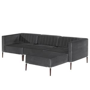 Ecksofa Luparo I Webstoff - Schwarz - Longchair davorstehend rechts