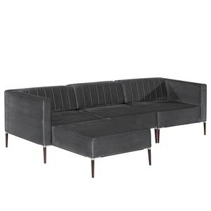 Ecksofa Luparo I Webstoff - Schwarz - Longchair davorstehend links