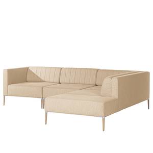 Ecksofa Luparo I Webstoff - Beige - Ottomane davorstehend rechts