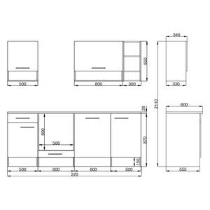 Cuisine équipée Wilawa I (12 éléments) Appareils électroménagers inclus - 220 cm - Blanc