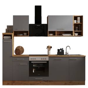Küchenzeile Wilawa II (13-teilig) Mit Elektrogeräten - 250 cm - Grau - Breite: 250 cm