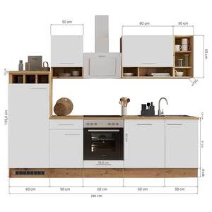 Keukenblok Wilawa II (13-delig) met elektrische apparaten - 280 cm - Grijs - Breedte: 280 cm