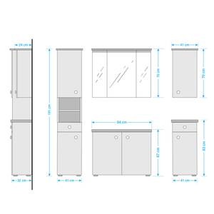 Badezimmerset Lindesby I (5-teilig) Inklusive Beleuchtung - Grau / Timber Wood Dekor - Grau