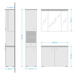 Set mobili da bagno Lindesby II (3) Illuminazione inclusa - Grigio / Effetto legno - Grigio