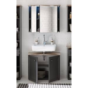 Set mobili da bagno Lindesby III (2) Illuminazione inclusa - Grigio / Effetto legno - Grigio