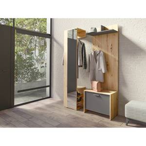 Garderobebank Edgeworth Antracietkleurig/Eikenhouten look