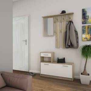 Compacte garderobe Brancepeth Sonoma eikenhouten look/wit