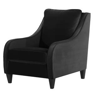 Fauteuil Wingen I fluweel - Velours Ravi: Zwart