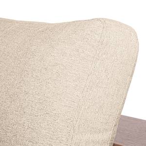 Ecksofa Woodway I Webstoff - Creme - Ottomane davorstehend links - Tablett