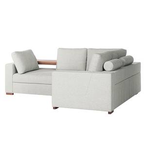 Ecksofa Woodway II Webstoff - Kies - Ottomane davorstehend rechts - Tablett