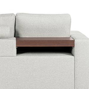 Ecksofa Woodway II Webstoff - Kies - Ottomane davorstehend rechts - Tablett