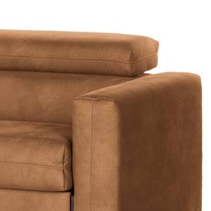 Ecksofa Wissant mit Schlaffunktion Antiklederlook - Microfaser Bice: Nougat - Longchair davorstehend links