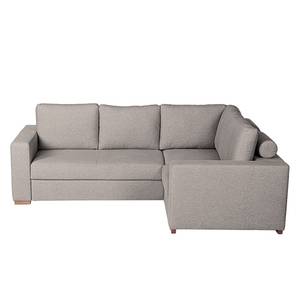 Ecksofa Woodway II Webstoff - Grau - Ottomane davorstehend rechts - Tablett