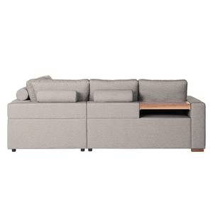 Ecksofa Woodway II Webstoff - Grau - Ottomane davorstehend rechts - Tablett