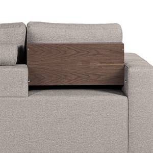 Ecksofa Woodway II Webstoff - Grau - Ottomane davorstehend rechts - Tablett