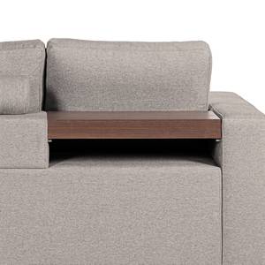 Ecksofa Woodway II Webstoff - Grau - Ottomane davorstehend rechts - Tablett