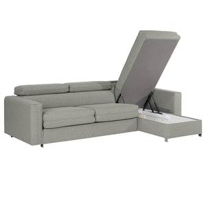 Ecksofa Wissant mit Schlaffunktion Antiklederlook - Webstoff Voer: Grau - Longchair davorstehend rechts