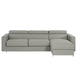 Ecksofa Wissant mit Schlaffunktion Antiklederlook - Webstoff Voer: Grau - Longchair davorstehend rechts