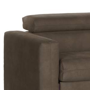 Ecksofa Wissant I Antiklederlook - Microfaser Bice: Bisonbraun - Longchair davorstehend rechts