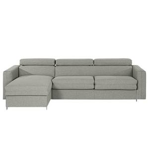 Ecksofa Wissant mit Schlaffunktion Antiklederlook - Webstoff Voer: Grau - Longchair davorstehend links