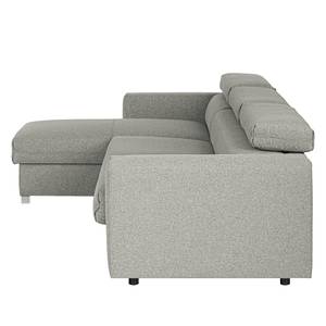 Ecksofa Wissant mit Schlaffunktion Antiklederlook - Webstoff Voer: Grau - Longchair davorstehend links