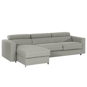 Ecksofa Wissant mit Schlaffunktion Antiklederlook - Webstoff Voer: Grau - Longchair davorstehend links