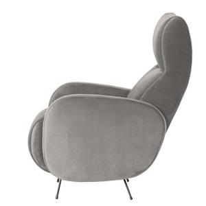 Sessel Vains Samt Ravi: Taupe - Mit Hocker