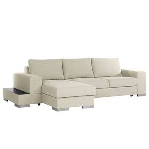 Ecksofa Vassy Webstoff Voer: Creme - Longchair davorstehend links - Tablett