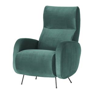 Fauteuil Vains Velours Ravi: Petrolkleurig - Met hocker