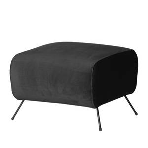 Fauteuil Vains Velours Ravi: Noir - Avec repose-pieds