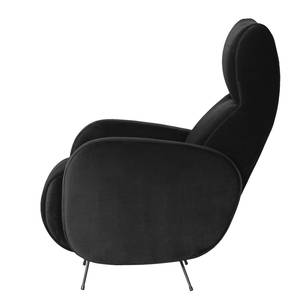 Fauteuil Vains Velours Ravi: Noir - Avec repose-pieds