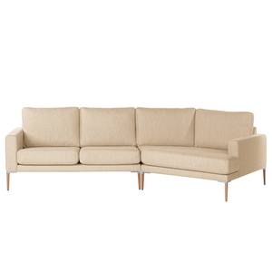 Ecksofa Sauvo Webstoff Meara: Beige - Longchair davorstehend rechts