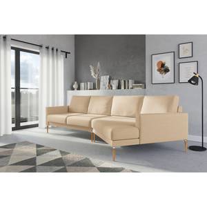 Ecksofa Sauvo Webstoff Meara: Beige - Longchair davorstehend rechts