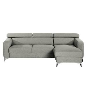 Ecksofa Nonza mit Longchair Webstoff Voer: Grau - Longchair davorstehend rechts