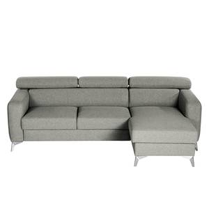 Ecksofa Nonza mit Longchair Webstoff Voer: Grau - Longchair davorstehend rechts