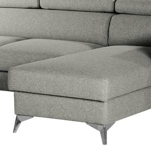 Ecksofa Nonza mit Longchair Webstoff Voer: Grau - Longchair davorstehend rechts