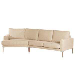 Hoekbank Sauvo Geweven stof - Geweven stof Meara: Beige - Longchair vooraanzicht links