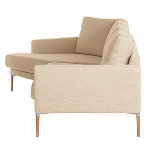 Hoekbank Sauvo Geweven stof - Geweven stof Meara: Beige - Longchair vooraanzicht links