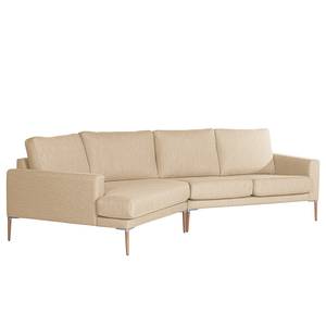 Hoekbank Sauvo Geweven stof - Geweven stof Meara: Beige - Longchair vooraanzicht links