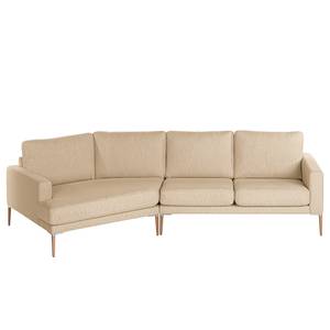 Hoekbank Sauvo Geweven stof - Geweven stof Meara: Beige - Longchair vooraanzicht links