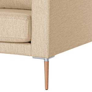 Hoekbank Sauvo Geweven stof - Geweven stof Meara: Beige - Longchair vooraanzicht links