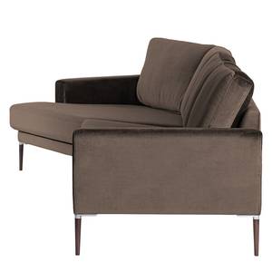 Ecksofa Sauvo Samt Ravi: Braun - Longchair davorstehend links