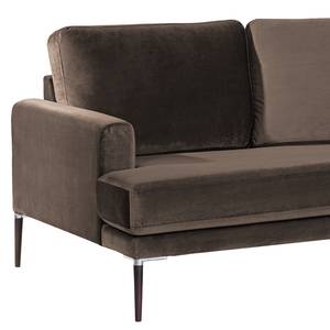 Ecksofa Sauvo Samt Ravi: Braun - Longchair davorstehend links